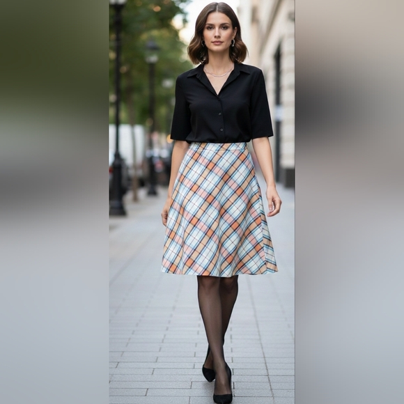 True Vintage 60s/70s Sears Plaid Skirt | Preppy A- line Midi - Picture 12 of 14